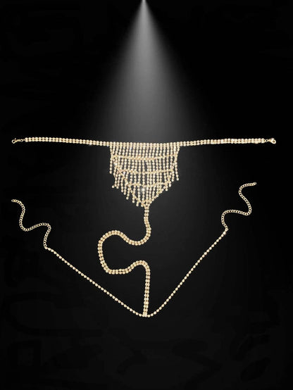 Cadena de cintura con borlas y diamantes de imitación: un accesorio de joyería corporal sexy