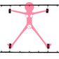 Full bed restraint tie-down set with adjustable straps, handcuffs, ankle cuffs, and eyeblinder for bondage play