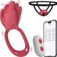 Wireless app wearable panty vibrator with clitoral stimulator and penis ring set controlled by smartphone app