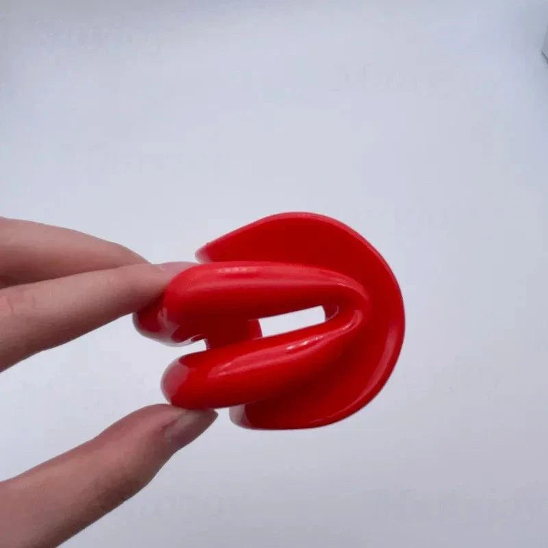 Red soft harness mouth silicone dog-bone ball gag for adjustable bondage restraint
