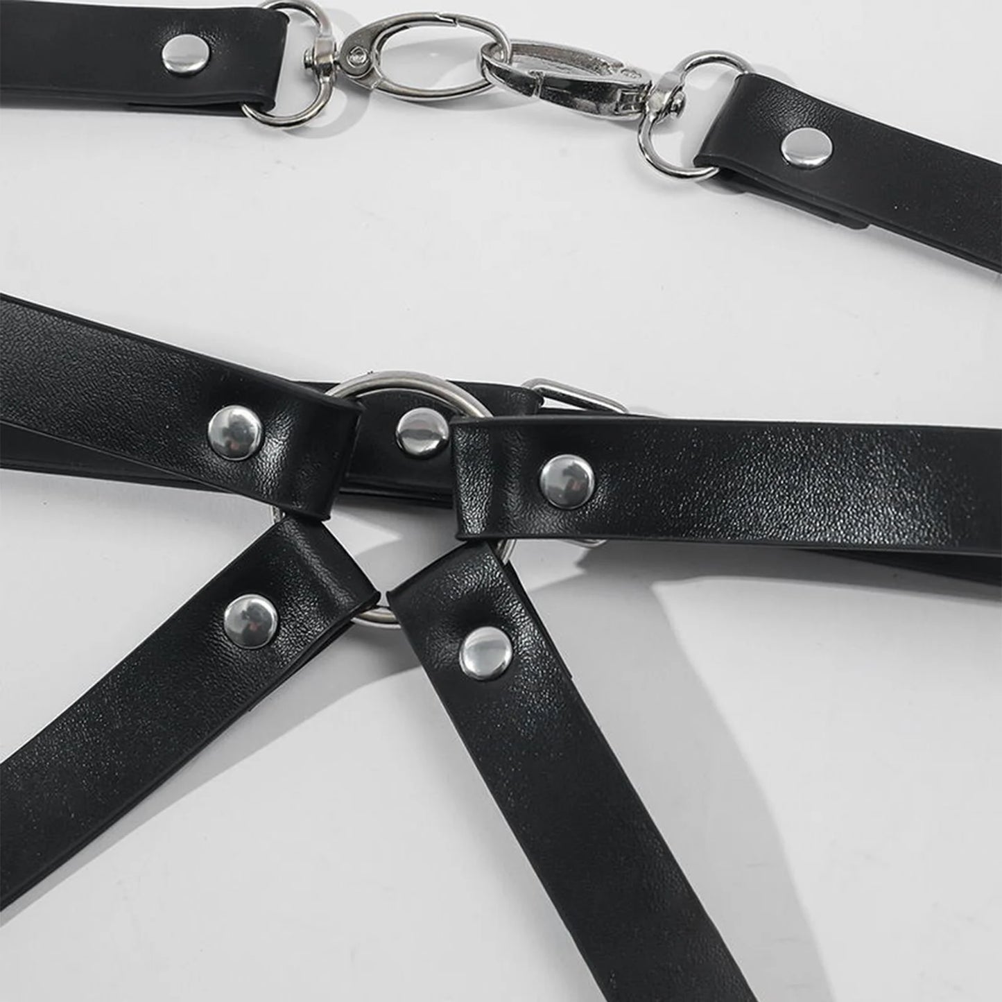 Leather Restraint & Body Harness Bondage Kit — Adjustable Couples Bondage Set