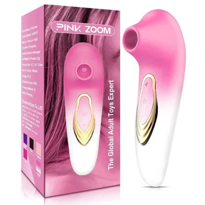 Powerful Clitoris Sucking Vibrator in pink and white with ergonomic design and multiple modes for intimate pleasure