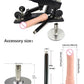 Automatic sex machine with adjustable thrust gun, remote and app control, multiple mounts and attachments for personalized pleasure.