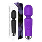 20-Speed Powerful AV Vibrator in purple with silicone head and multiple vibration modes for G-spot, clitoral, and nipple stimulation alongside its packaging