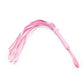 Pink faux leather whip riding crop for BDSM impact play with multiple tails and wrapped handle
