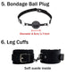 Kit de ataduras BDSM de 10 piezas: esposas, collar, látigo, mordaza de bola y cuerda