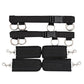 Couples BDSM Bondage Set with adjustable handcuffs and ankle restraints in black nylon straps
