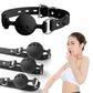 Breathable silicone ball gag with adjustable straps for bondage play and safe mouth restraint