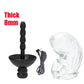 Electric shock penis plug with 8mm thick urethral dilator and clear chastity cage with electro stimulator wires