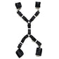Couples BDSM Bondage Set black adjustable handcuffs and ankle restraints on white background