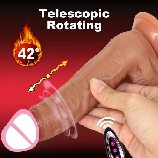 Realistic Telescopic Rotating Vibrator Dildo — Heated, Rotating & Telescopic Pleasure Stick