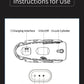 Diagram of Wireless Remote Control Electric Shock Male Chastity Cage showing charging interface, lock cylinder, and remote control buttons
