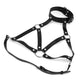Adjustable strappy body harness belt with sturdy hardware for fetish and lingerie layering