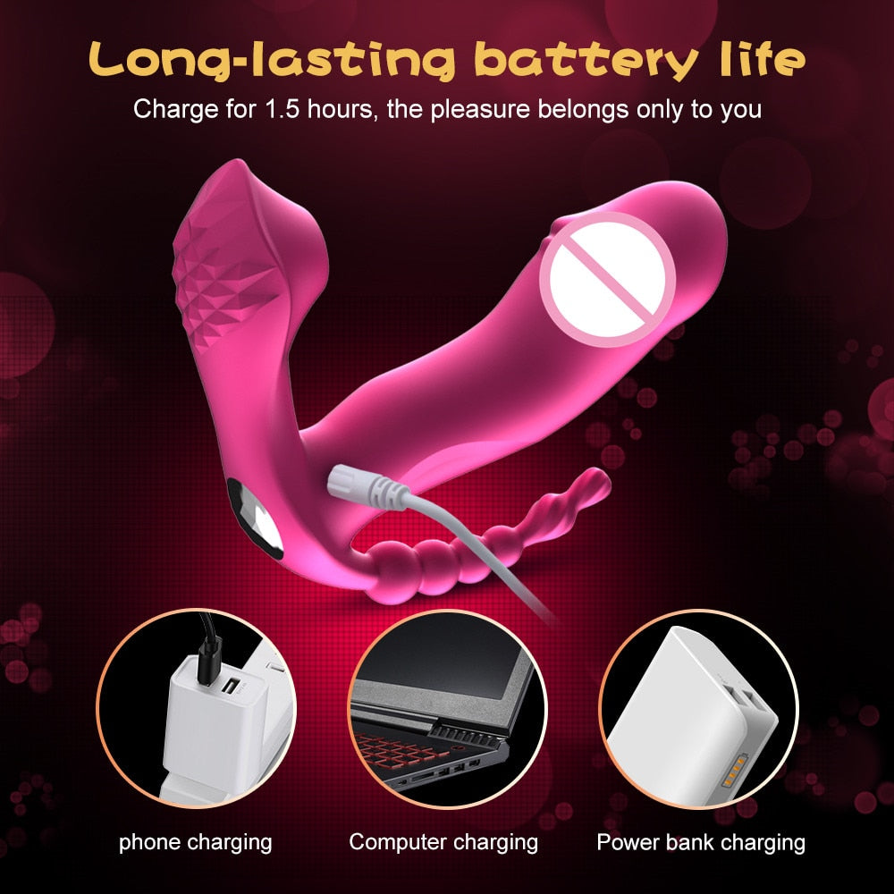 Triple Fun - G-spot Suction Clitoris Stimulator with Anal Beads