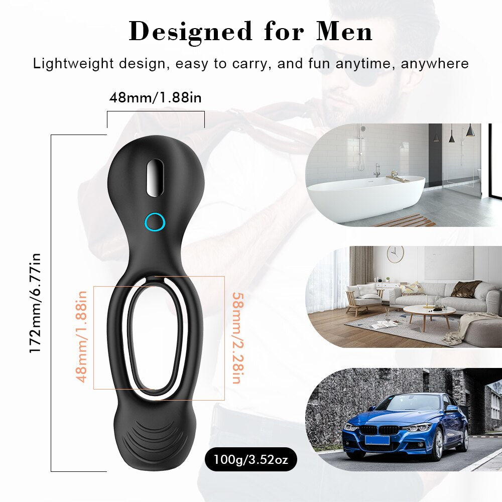 Vibrating cock Double ring Vibrating Cock Ring Sex Toy for Penis Men Rings Modes Erection Longer Lasting Massager