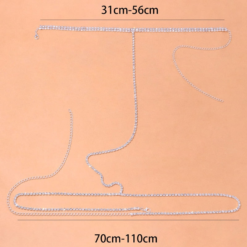 Shiny Rhinestone Body Chain Bra Necklace Harness Jewelry Sexy Bikini Crystal Bralette Breast Waist Body Jewelry Gift