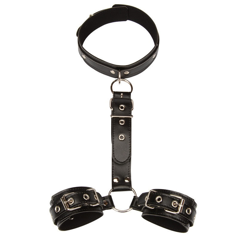 Neck collar Handcuff with Whip BDSM Bondage Restraint Rope Exotic Accessories