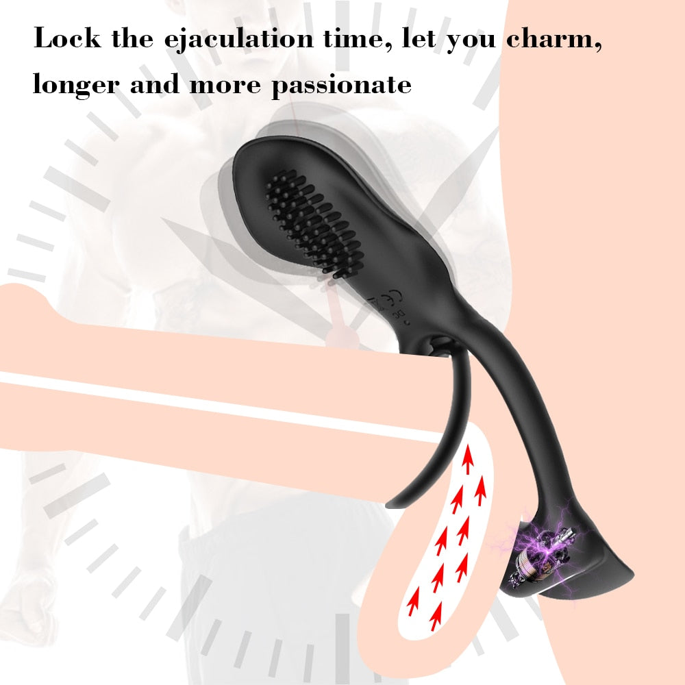 Vibrating cock Double ring Vibrating Cock Ring Sex Toy for Penis Men Rings Modes Erection Longer Lasting Massager