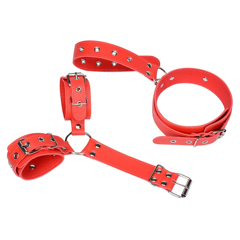 Neck collar Handcuff with Whip BDSM Bondage Restraint Rope Exotic Accessories