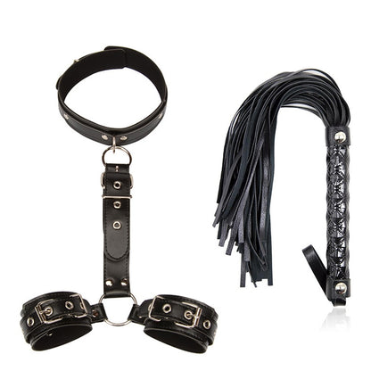 Neck collar Handcuff with Whip BDSM Bondage Restraint Rope Exotic Accessories