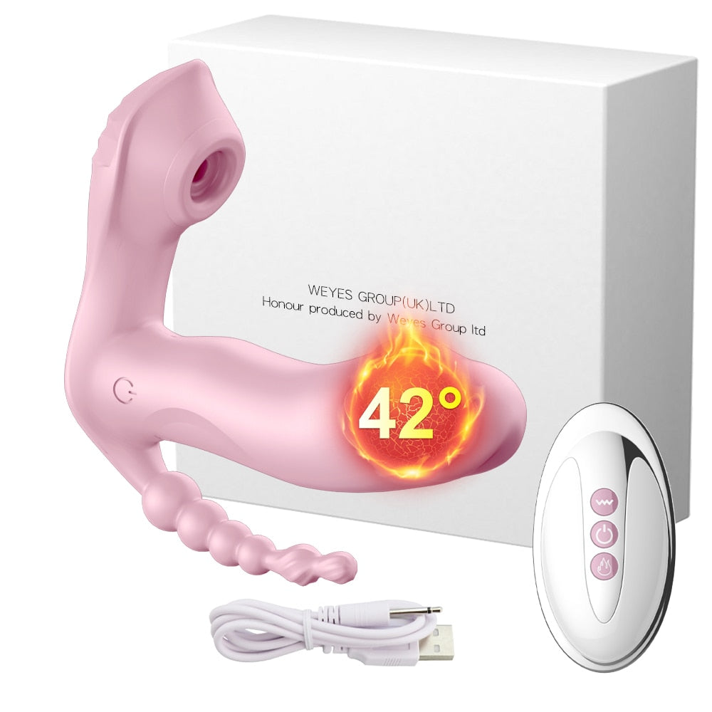 Triple Fun - G-spot Suction Clitoris Stimulator with Anal Beads