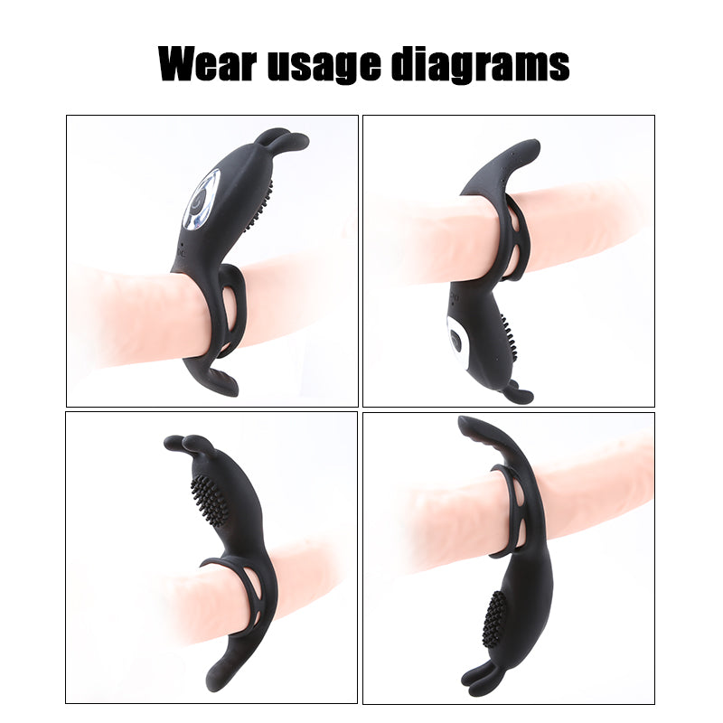 Vibrating cock ring with bunny ears