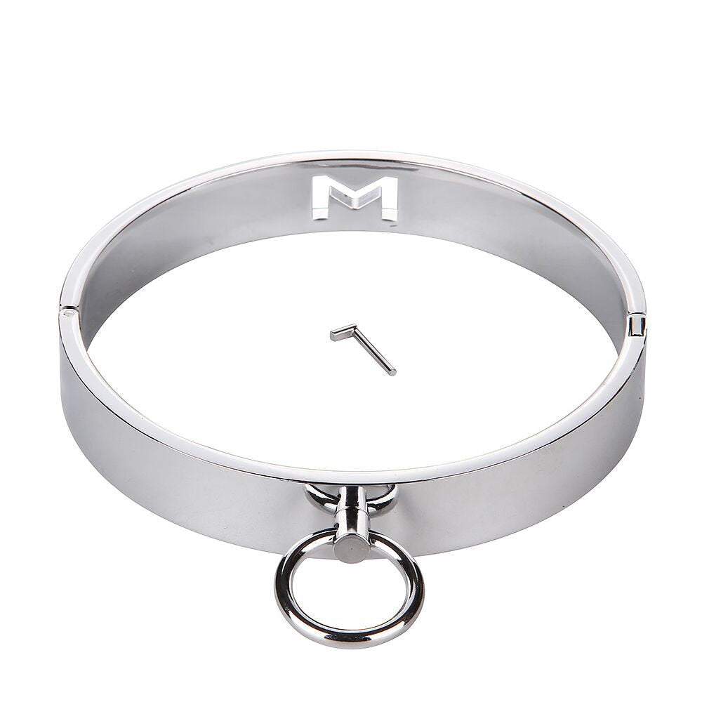 Heavy Metal Steel Slave BDSM Bondage Lock Circular Wrist Handcuffs Ankle Cuffs Collar Fetish Shackles Adult Sex Toys Men Women